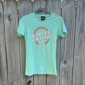Harley-Davidson Light Green Tee with Logo Size Small GUC